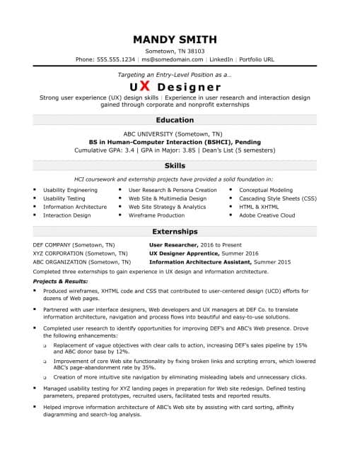 Mẫu CV cho UX Designer (nguồn: itviec)