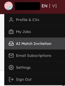 Menu AI Match invitation