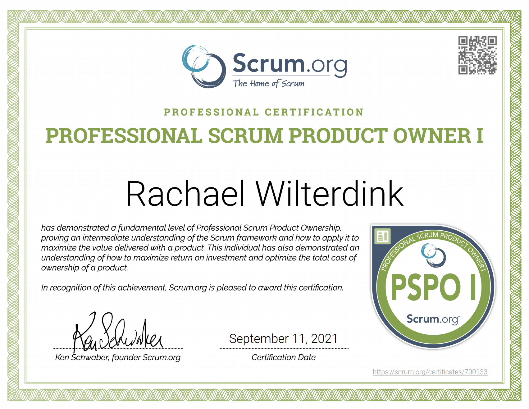 Professional Scrum Product Owner™ (PSPO)