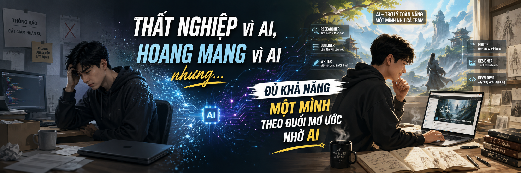 Thất nghiệp vì AI, hoang mang vì AI nhưng… đủ khả năng một mình theo đuổi mơ ước nhờ AI